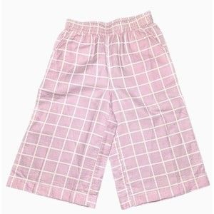 Open Edit little girl pink Pull-on 100% organic cotton plaid wide leg pants Sz 5